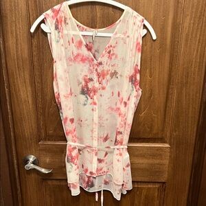 IRO Pink and White Sleeveless Blouse